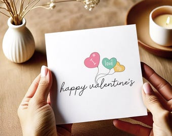 Happy Valentine's Day Card Sweet Heart Balloons Design