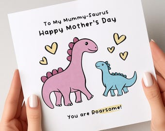 Mummy-Saurus Mothers Day Card, Cute Dinosaur Card For Mummy, Mother&#39;s Day Card From Kids, Roarsome Mothers Day Card, Mothers Day Gift To Mum