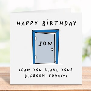 Verjaardagskaart grappige zoon, gelukkige verjaardagskaart tienerzoon, verjaardagskaart voor zoon, gepersonaliseerde verjaardagskaart zoon