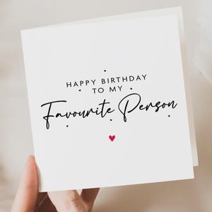 Tarjeta de cumpleaños para mi persona favorita, tarjeta de cumpleaños para mi novio, tarjeta de cumpleaños para mi esposo, linda tarjeta de cumpleaños para mi esposa, tarjeta de cumpleaños para mi novia