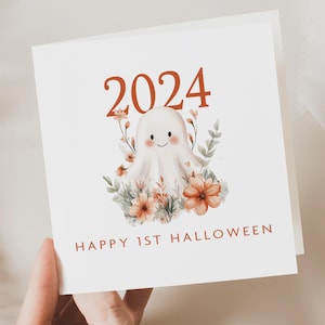 Bonne première carte d'Halloween, Jolie carte d'Halloween, Carte de joyeux Halloween fantôme, Cadeau de fête d'Halloween, Pour enfant, pour enfant et bébé