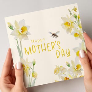 Tarjeta floral para el día de la madre, tarjeta para el día de la madre, tarjeta para el día de la madre, tarjeta para el día de la madre, tarjeta personalizada para el día de la madre, narciso, ella