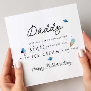Biglietto per la festa del papà, "Ti amo più delle stelle", simpatico biglietto per la festa del papà da un bambino, regali per la festa del papà, biglietto personalizzato