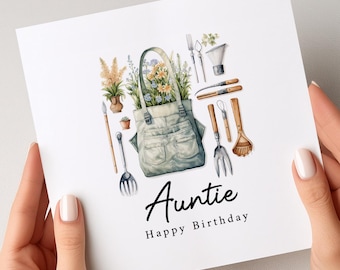 Carte d'anniversaire tante, carte d'anniversaire jardinage pour tante, carte d'anniversaire spéciale tante, cadeau d'anniversaire tante, pour elle, jolie carte tante