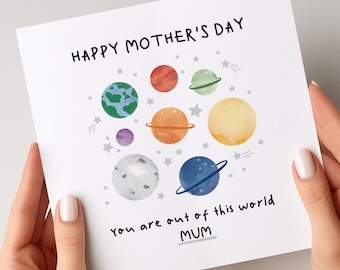 Tarjeta del Día de la Madre Espacial, Mamá de otro mundo, Mamá