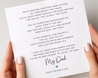 Fathers Day Poem Card, Personalised Dad Gift