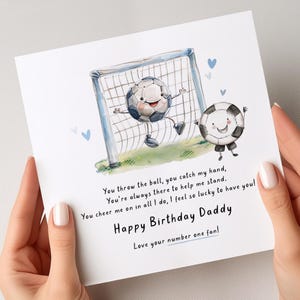 Cartão de aniversário de futebol para o papai, cartão fofo de futebol do filho, cartão de aniversário do bebê, cartão de aniversário de fã de futebol para o pai