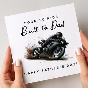 Carte de fête des pères moto, carte de fête des pères papa motard drôle, papas amateurs de moto, né pour rouler construit pour papa, carte de motard pour lui