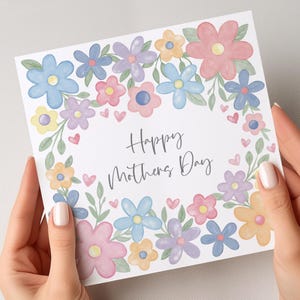 Floral Mother&#39;s Day Card, Happy Mothers Day Card, Cute Card For Mothers Day, Mum Mothers Day Cards For Her, Mothers Day Card With Flowers