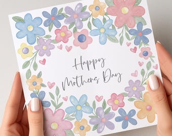 Carte florale de fête des mères, carte de fête des mères heureuse, jolie carte pour la fête des mères, cartes de fête des mères maman pour elle, carte de fête des mères avec des fleurs
