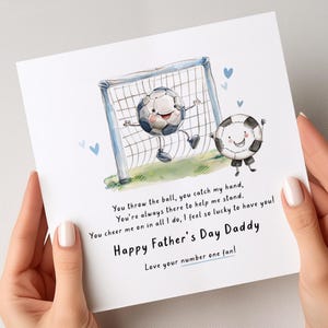 Voetbal Vaderdagkaart voor papa, schattige voetbalkaart van zoon, Vaderdagkaart van baby, voetbalfan Vaderdagkaart voor papa