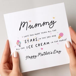 Mama Muttertagskarte, ich liebe dich mehr als alle Sterne, süße Muttertagskarte vom kleinen Mädchen, Muttertagsgeschenke, Karte für Mama