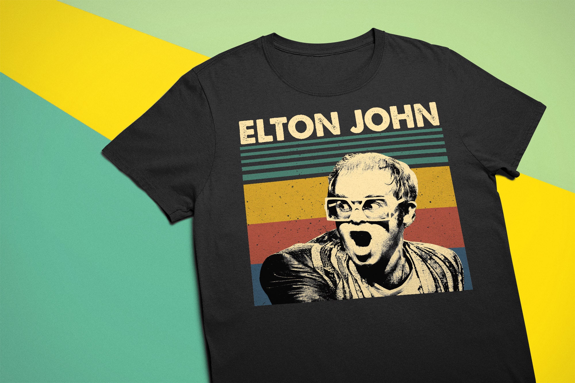 Discover Elton John Retro Vintage Unisex T-Shirt, Elton John Vintage Shirt Idea, Unisex Gift Shirt For Men And Women