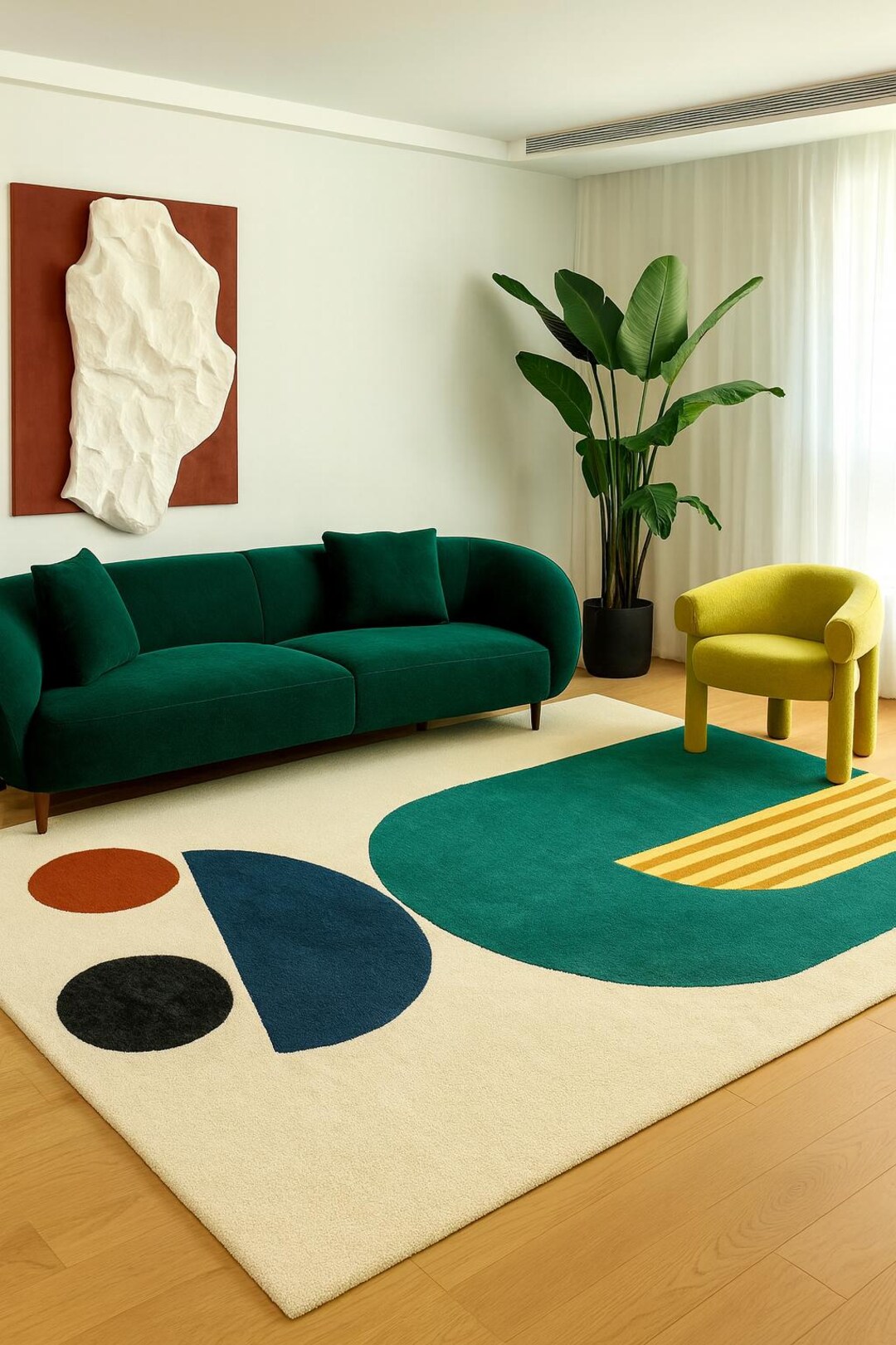 Modern Geometric Hand-tufted Wool Rug | Abstract Colorful Living Room ...