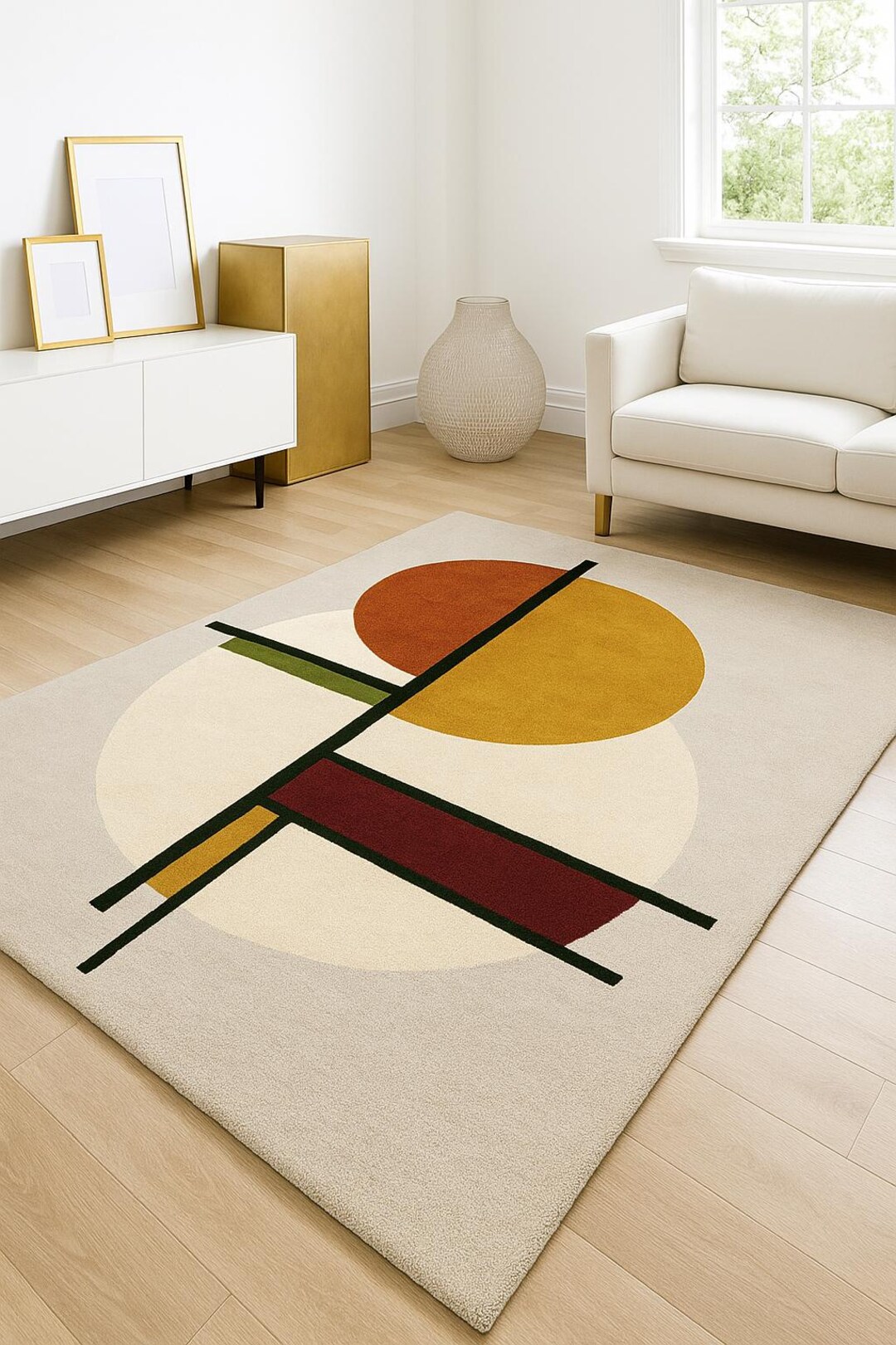 Geometric Hand-tufted Wool Rug, Modern Abstract Design - Etsy