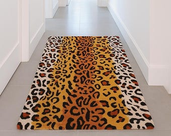 Hand Tufted Wool Leopard Rug: Bold Animal Print Accent Decor
