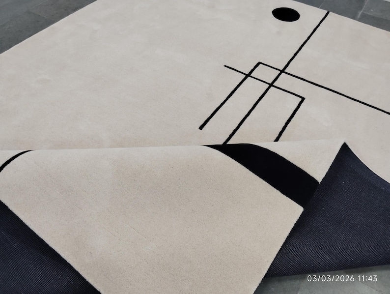 Minimalist Rug Pattern Hand-tufted Wool Rug | Geometric Lines, Modern Minimalist Living Room ...