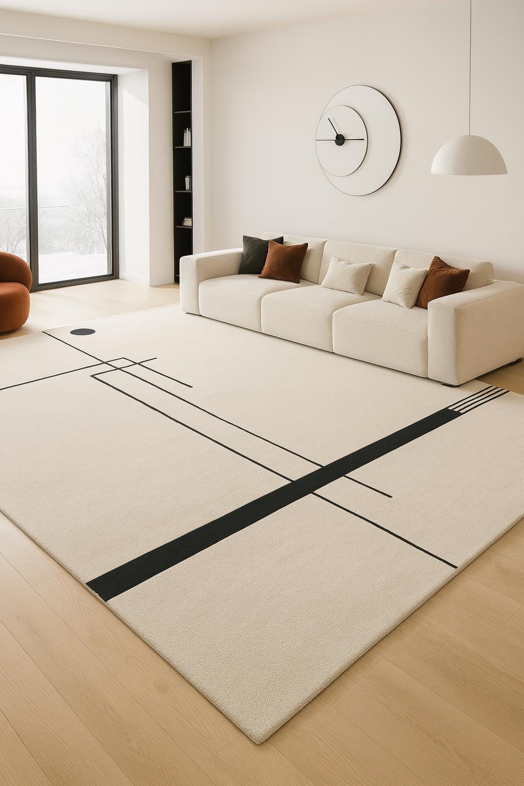 Simplistic Rugs Hand-tufted Wool Rug | Geometric Lines, Modern Minimalist Living Room ...