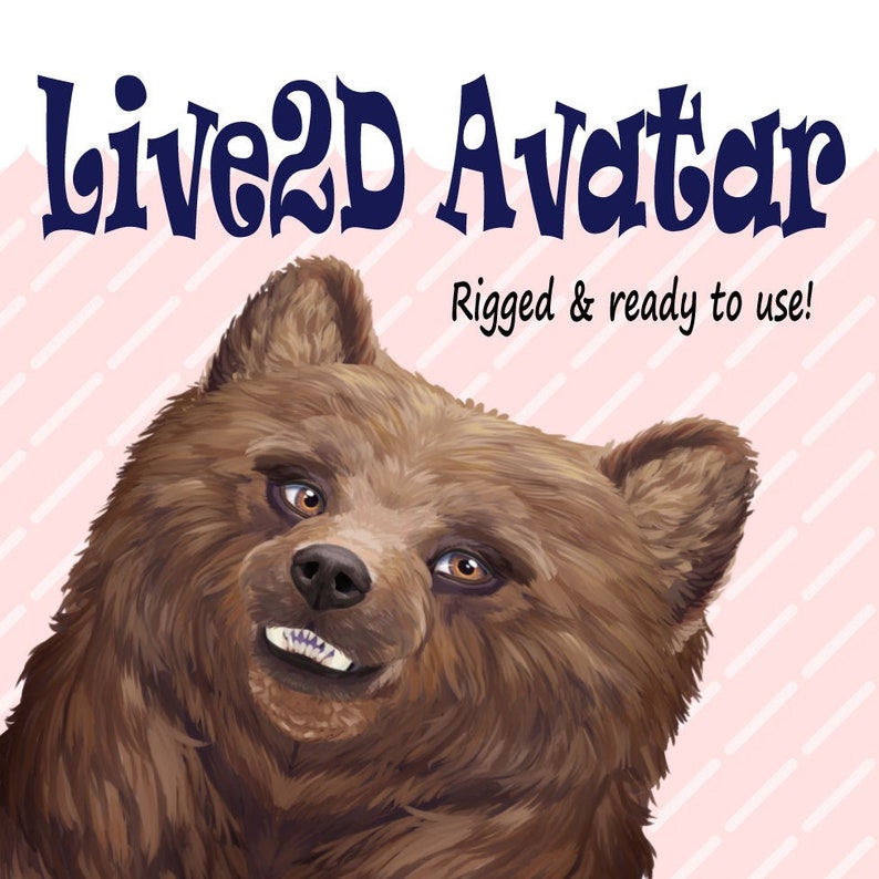 Grizzly Bear Vtuber Avatar Full Body/fully Rigged Live2d Etsy
