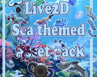 Live2D Sea Themed Asset Pack - Animated background + 25 Live2D items
