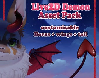 Customisable Live2D items - Vtuber demon asset pack - horns, wings and tail