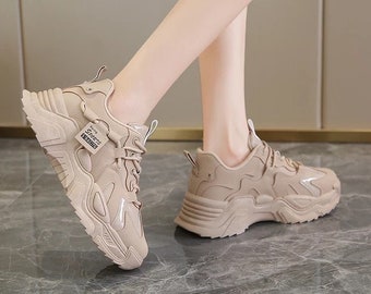 Women’s Chunky Platform Sneakers Khaki Brown