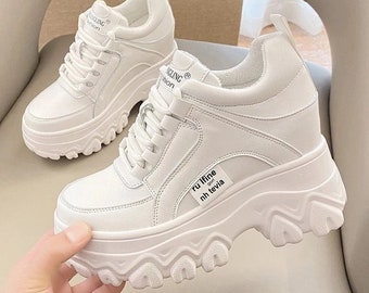 High platform top sneakers white