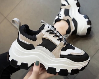 Women’s Chunky Platform Sneakers White Black