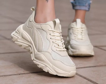 Women’s Chunky Platform Sneakers Beige