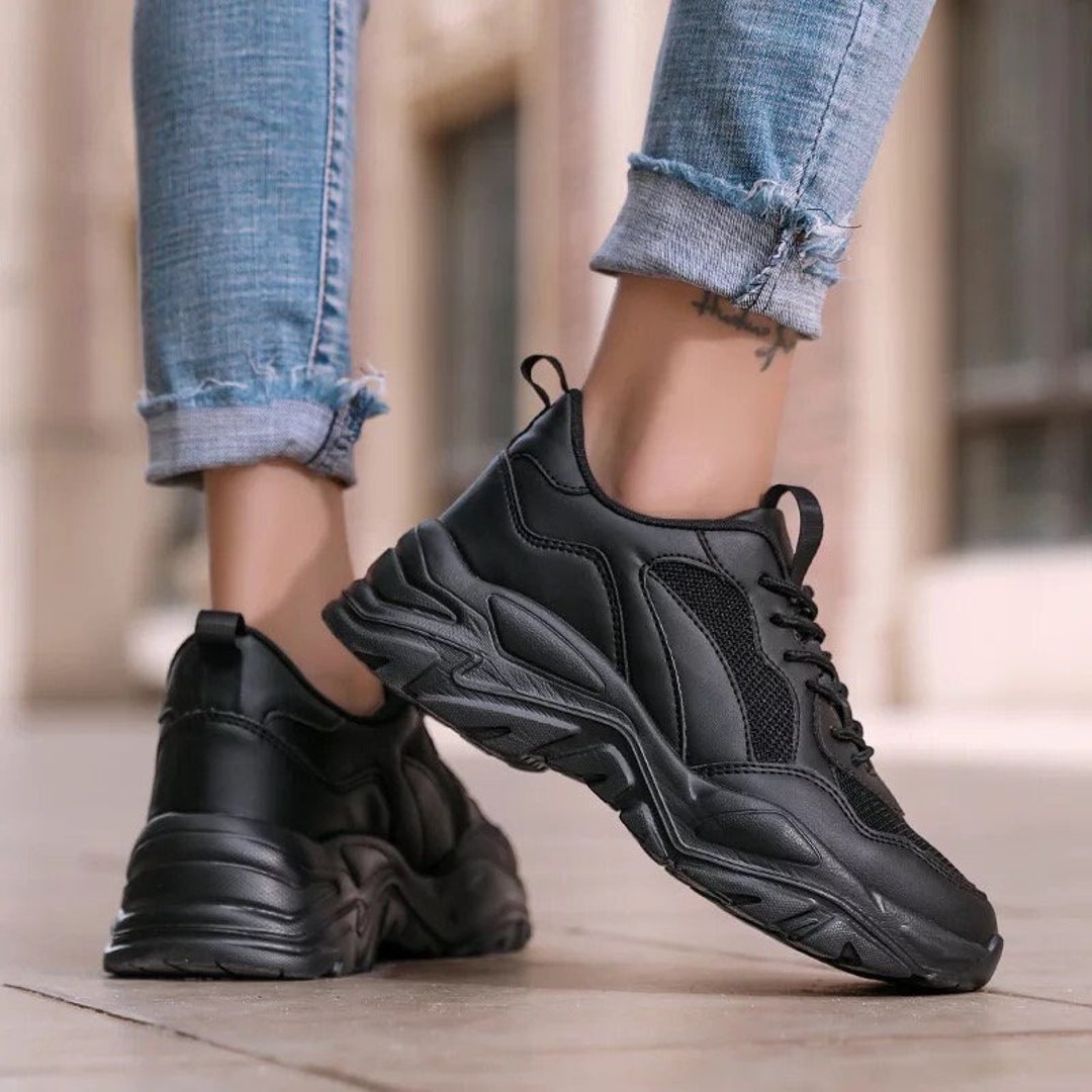 Black chunky clearance sneakers