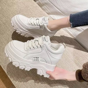 Womens Chunky Platform Fashion Sneakers White - Etsy