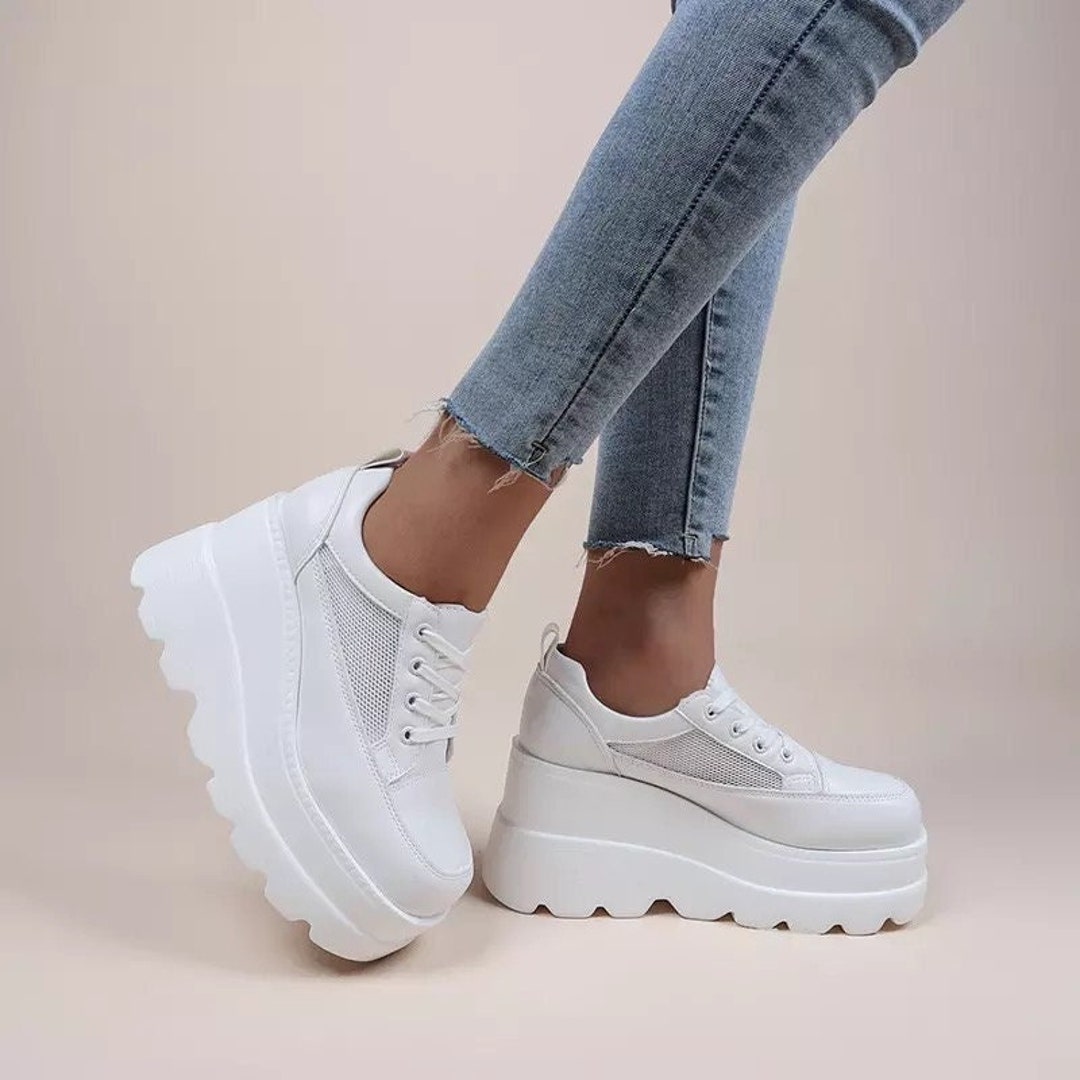 Women's Tall Chunky Platform Sneakers White - Etsy