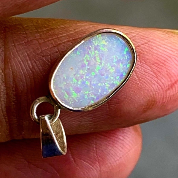 925 Sterling Silver Natural Australian Opal Pendant Necklace 6.00 Carat Rare Gemstone Jewelry Stunning Australian Opal Size 21X7 MM.