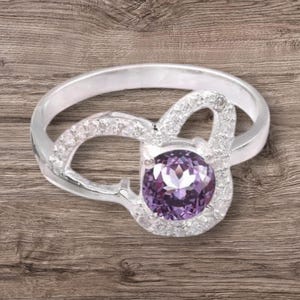 Anel de prata 925 Starling com pedra preciosa de alexandrita impecável e corte redondo, 6 x 6 mm, anel de declaração com corte redondo, anel de casamento e noivado