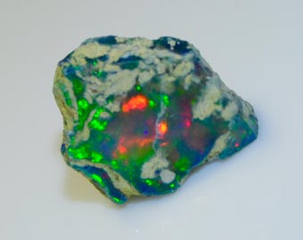 Ethiopian Black Opal Rough, Multi Fire Gemstone, AAA Quality (17.20 Cts, 23x18 MM)