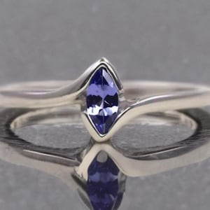 Marquise Tanzanite Ring, Sterling Silver, Stackable Ring, Solitaire Tanzanite Ring Jewelry Halloween Gift Statement Ring