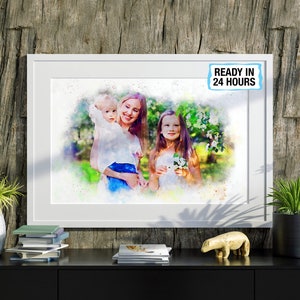Custom Watercolor Portrait,Family Portrait,Watercolor Sketch from Photo,Personalized Digital Gift Art,Gift For Dad, Gift for Mom,Mothers Day