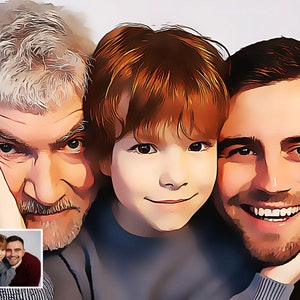 Father&#39;s Day,Cartoon Portrait,Portrait From Photo,Custom Portrait,Family,Couple Portrait,Anniversary Gift,Portrait painting ,Cartoonize