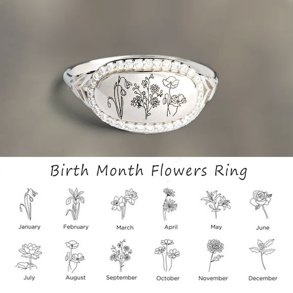 Birth Month Flower Ring Etsy