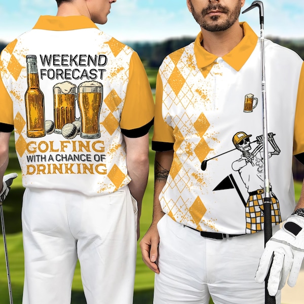 Polo golf bière, polo golf bière et prévisions week-end, chemise golf pour amateurs de bière