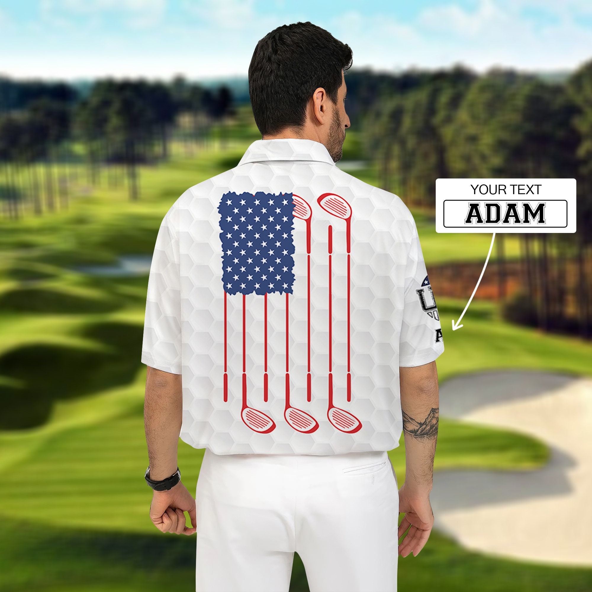 Golf American Flag Polo Men Shirt 4th July USA Golf Shirt Etsy