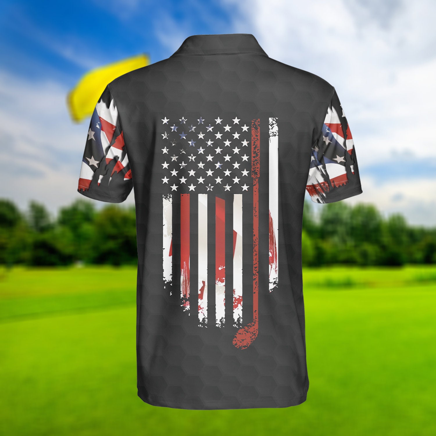 Golf USA Polo Shirt, American Flag Patriotic Golf Polo Shirt For Men, Golfer Gift,