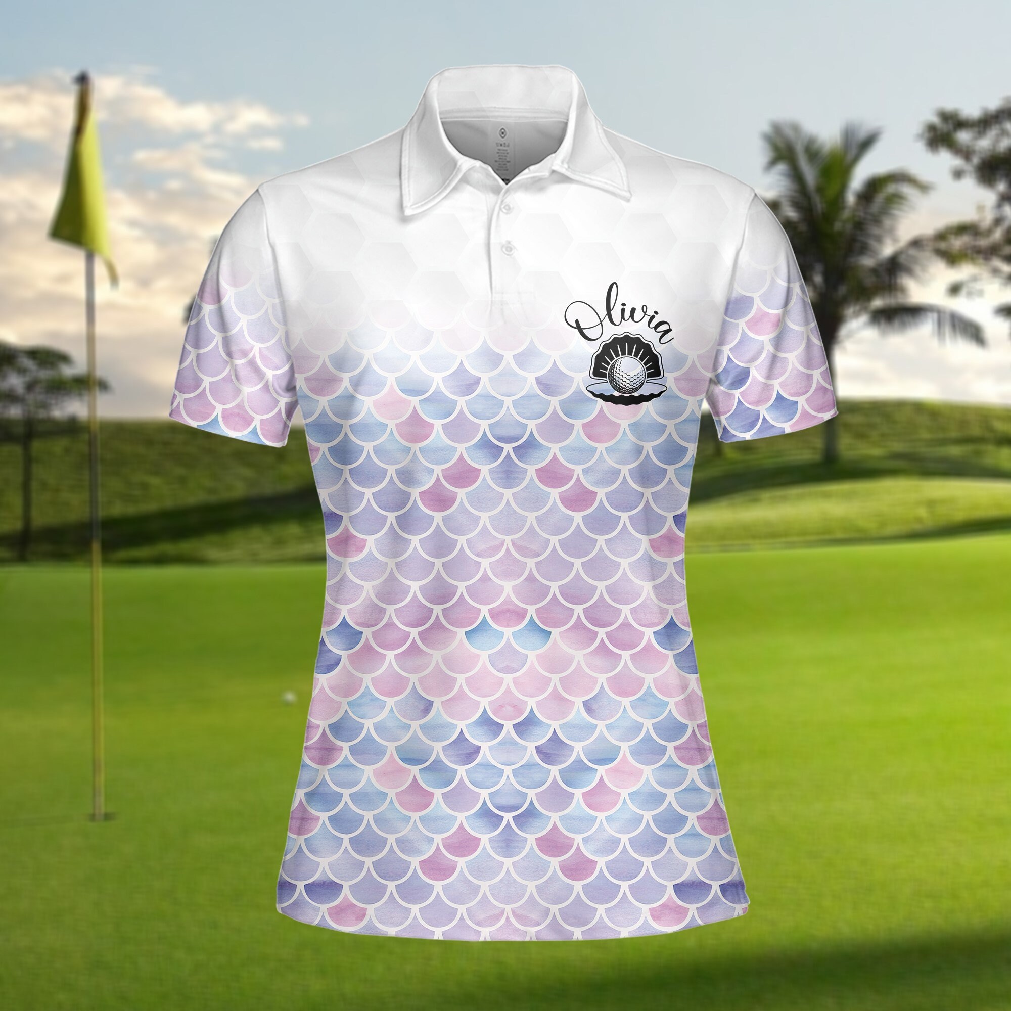 Mermaid Golf Women Polo Shirt Cute Mermaid Pattern Golf - Etsy