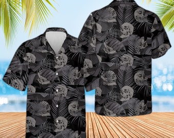 Chemise hawaïenne tête de mort gothique, chemise homme gothique, chemise hawaïenne tête de mort