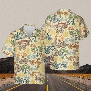 Cycling Vintage Hawaiian Shirt, Biker Cycling Shirt, Cycling Gift Shirt