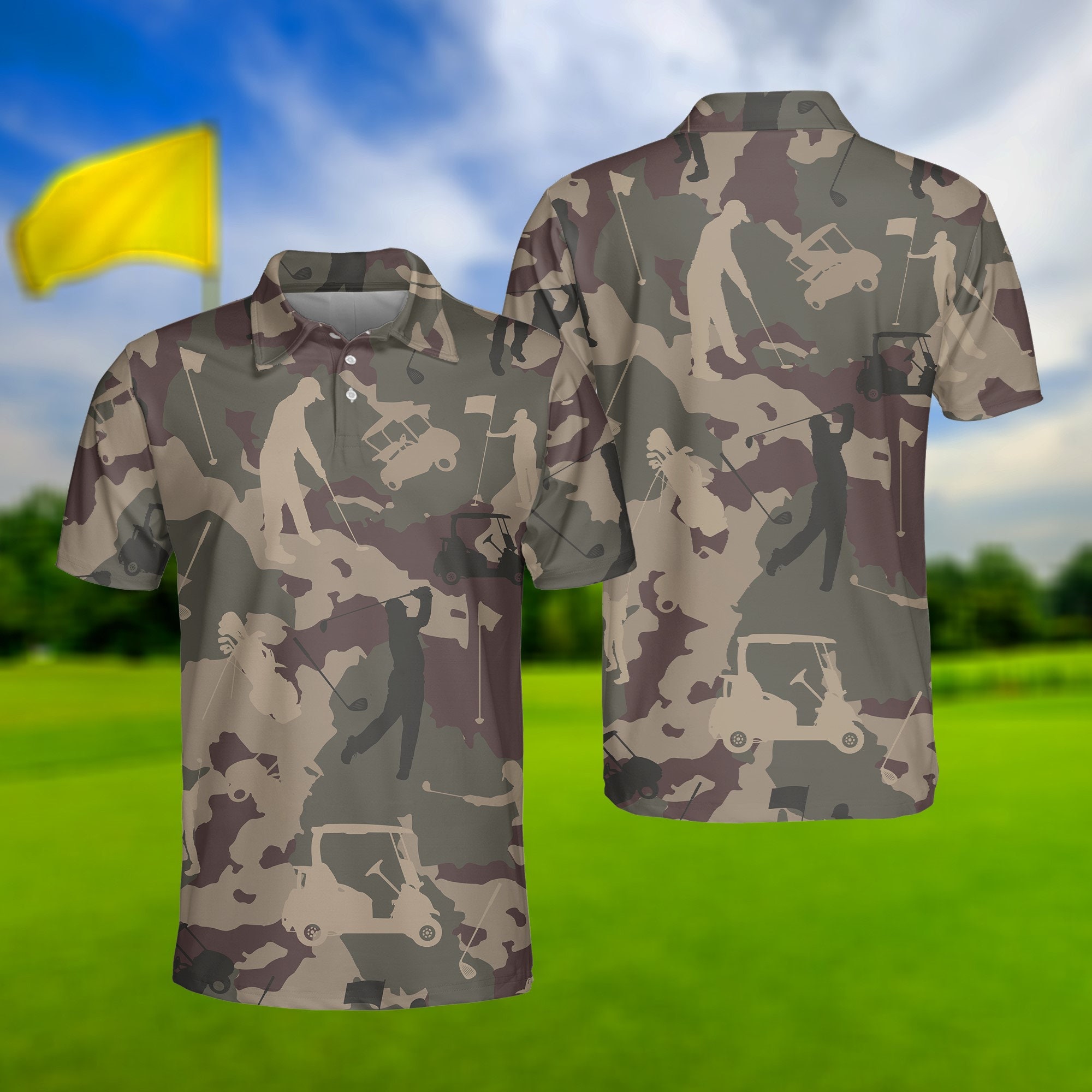 Camouflage Golf  Polo Shirt, Military Polo Shirt, Camo Golf Shirt