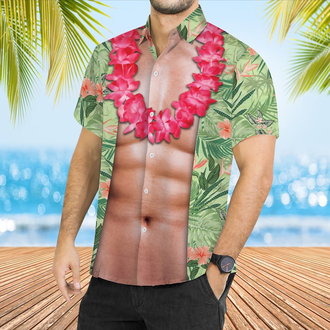 Funny Abs Aloha Tropical Flowers Hawaiian Shirt, Summer Men Hawaiian Shirt  