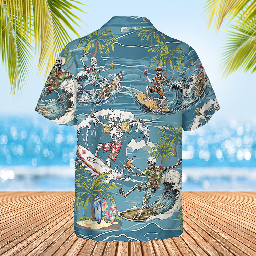 Skeleton Beach Summer Hawaiian Shirt, Tropical Beach