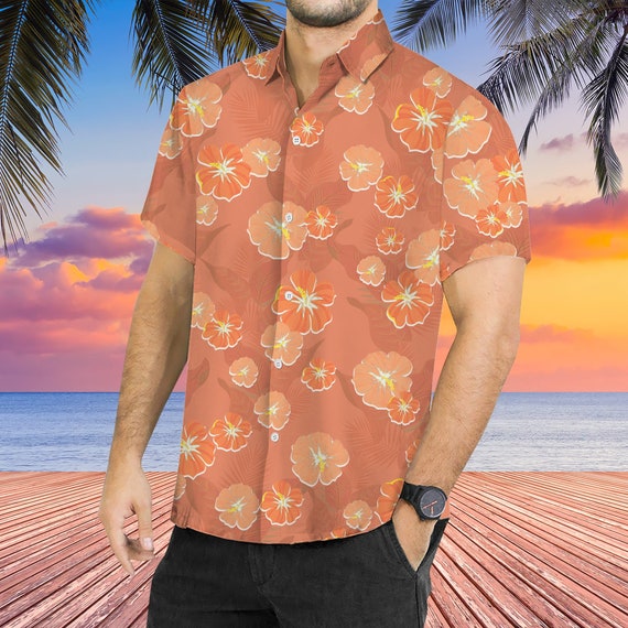 Aloha Hibiscus Flower Hawaiian Shirt, Men Summer Hawaiian Shirt - Etsy