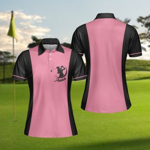Women Pink Polo Shirt, Cool Gift For Female Golfers, Golf Player Shirt
